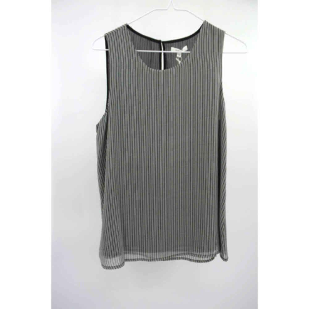 Pleione Black White stripe double layer tank blouse Size Extra Large